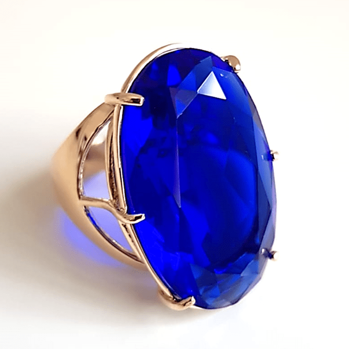 Anel cristal azul safira - 28x17mm - Modelo Fiorela