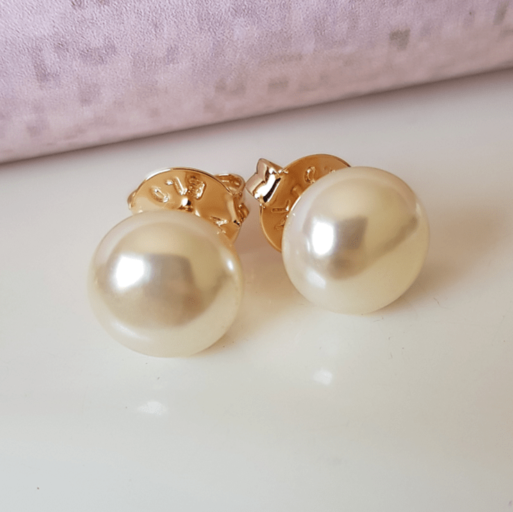 ZER-*Brinco pérola botão - shell pão 10mm