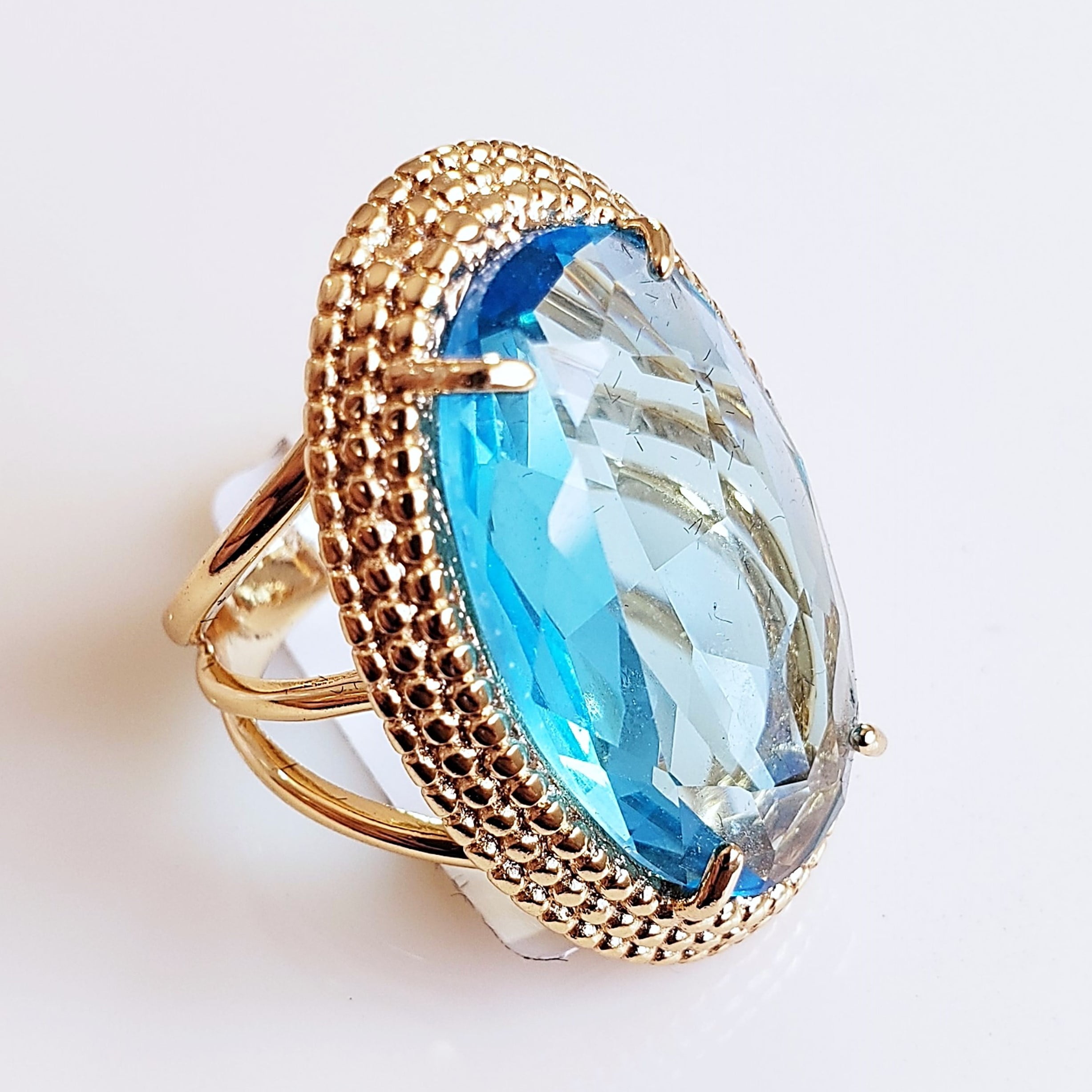 *anel cristal azul aquamarine 33x21mm - Modelo Amarilis