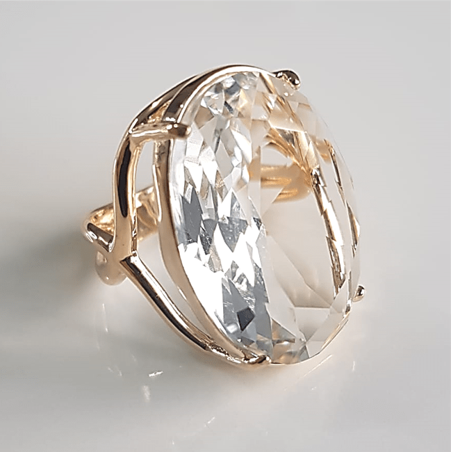 Anel cristal white oval 25x18mm - Modelo Sacha 