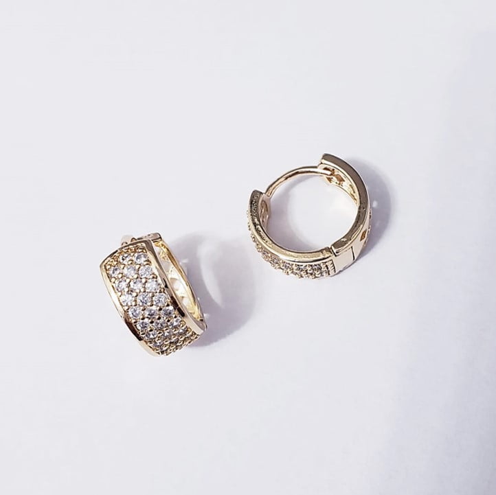 #Brinco argola pequena com zircônias 4- banhado a ouro