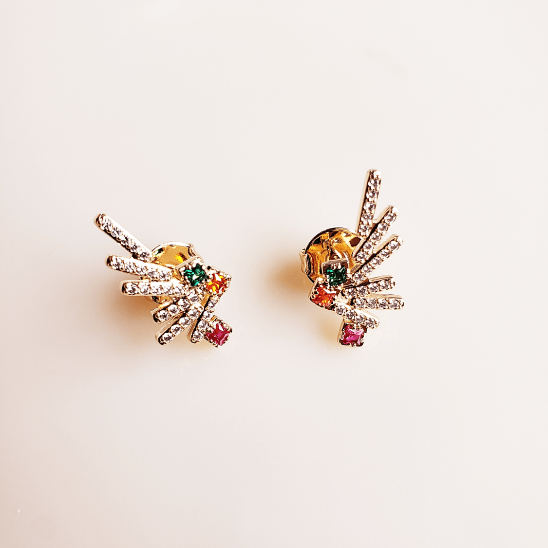 #Brinco earcuff cristais e zircônias coloridas 1 - banhado a ouro  