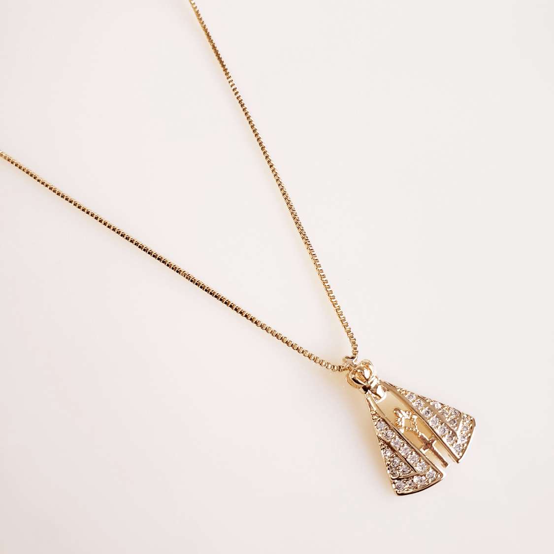 #Colar com pingente de Nossa Senhora Aparecida 1- banhado a ouro 