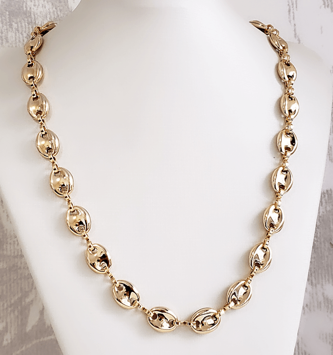  Colar de corrente elos Gucci - banhado a ouro  