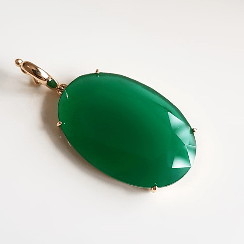 1-Pingente cristal verde esmeralda oval - Classic 