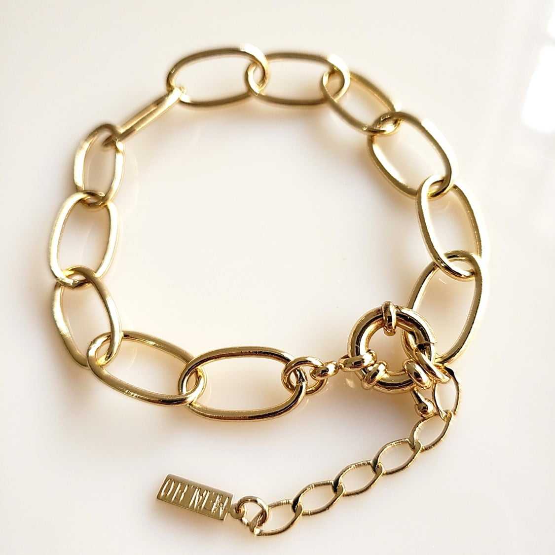 Pulseira de elos ovais - banhado a ouro