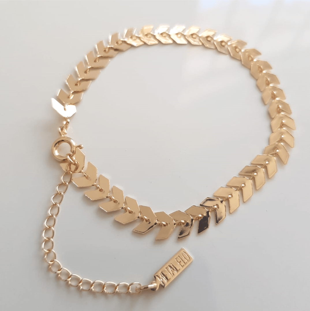 Pulseira corrente espinha de peixe - Banho de ouro