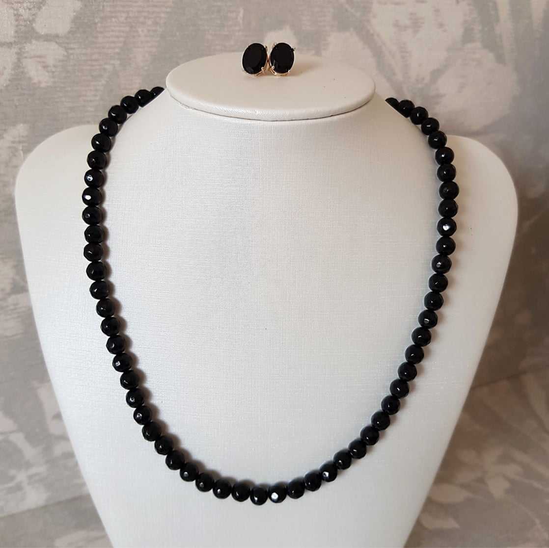 Conjunto Lady - pedra natural e cristal preto ônix