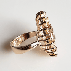 Anel Premium de cristais menta - modelo Kiara - banhado a ouro 
