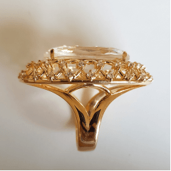 *anel cristal rosa turmalina oval 25x15mm  com zircônias - modelo Tarsila  