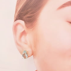 #Conjunto colar + brinco com cristais verde aqua - banhado  ouro   