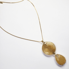 #Colar corrente veneziana com pingente de cristas rutilo - banhado a ouro   - Cópia (1)