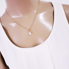 *Conjunto colar + brinco com cristais multicolor (vermelho e rosa) - banhado  ouro   