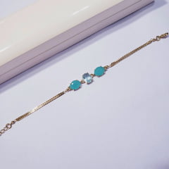 Pulseira dourada  com cristais multicolor - banhado a ouro    