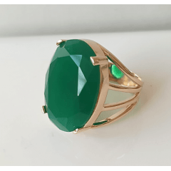 Anel cristal verde esmeralda oval25x18mm - modelo 4 aros - NUMERAÇÃO PEQUENA - modelo Blenda