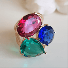 ZERO Anel cristais multicolor - modelo Valentine 2