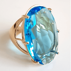 Anel cristal azul aquamarine - 28x17mm - Modelo Fiorela