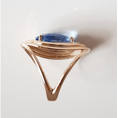Anel cristal azul rutilado oval 16X12MM - modelo Fortune 
