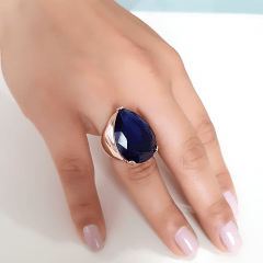 Anel cristal azul safira gota 25x18mm - modelo Energy