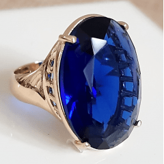 Anel cristal azul safira 25X18mm - Modelo Dama