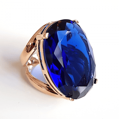 Anel cristal azul safira oval 30x20mm - modelo Morgana  