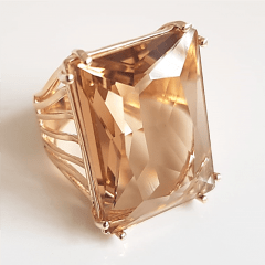 Anel cristal champanhe quadrado 25X20Mm - modelo EMMA