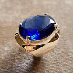 Anel cristal azul safira oval 20x15mm  - modelo Allana