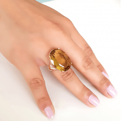 Anel cristal green gold oval 25x18mm - Modelo Dama     