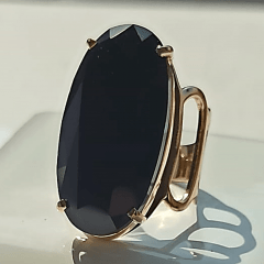 Anel cristal preto ônix oval 29x15mm - numeração pequena  -  modelo Letícia
