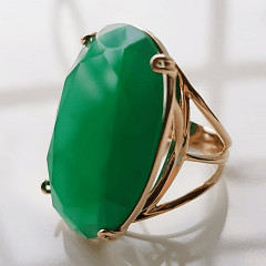 1-Anel cristal verde esmeralda - 30 x 20mm-  Modelo Dominique   