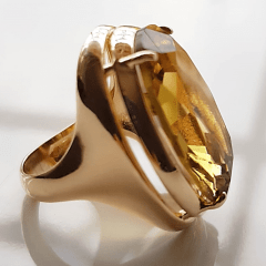 Anel cristal green gold oval - 25x18mm - Modelo  Desiree 