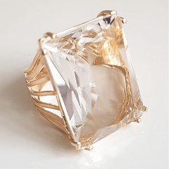 Anel cristal white retangular -25x20mm - Modelo EMMA