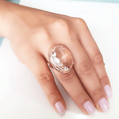 Anel cristal white- oval 25x18mm - Modelo Desiree