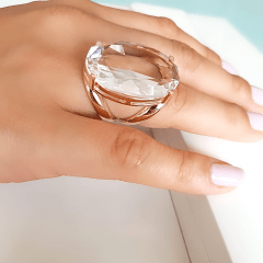 Anel cristal white oval 30x20mm - Modelo Morgana 