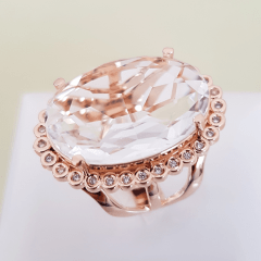 anel de cristal white oval 18x25mm com zircônias 