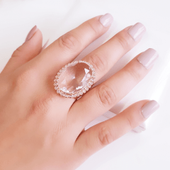 anel de cristal white oval 18x25mm com zircônias 