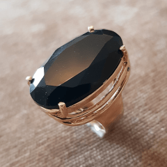 anel cristal preto ônix 25x15mm - modelo Presence