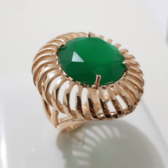 Anel cristal verde esmeralda redondo 16mm  - modelo Stella