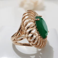 Anel cristal verde esmeralda redondo 16mm  - modelo Stella