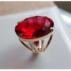 Anel cristal vermelho rubi oval 25x18mm - modelo 4 aros