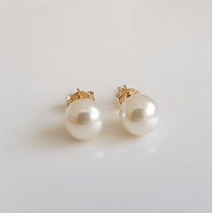 #Brinco pérola botão - shell pão 8mm 