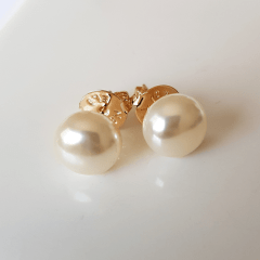 ZER-*Brinco pérola botão - shell pão 10mm