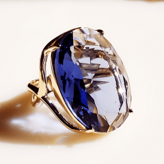 1-Anel de cristal LAVANDA - modelo Sacha - banhado a ouro   