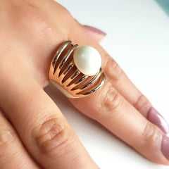 anel aros com pérola shell 