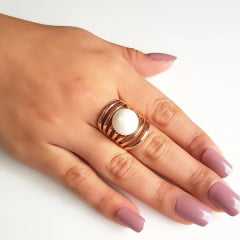 anel aros com pérola shell 