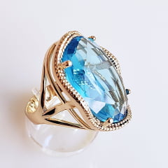 *Anel cristal azul aquamarine oval 15x20mm  -1