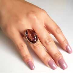 Anel cristal Borgonha oval 25x15mm - Modelo Clarice