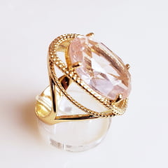 Anel cristal rosa bebê oval 15x20mm 