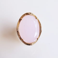 *Anel cristal rosa leitoso oval 15x20mm  -1   