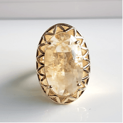 Anel cristal rutilado oval 25x15mm - modelo Cecília 